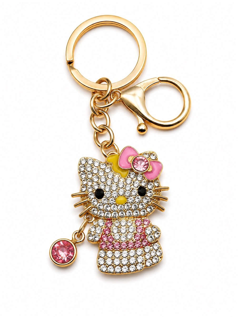 Hello Kitty Rhinestone Keychain Gold Tone Bag Charm Choose Color - Picture 6 of 7